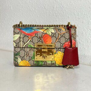 Gucci GG Logo Supreme Tian Small Padlock Shoulder Bag Crossbody